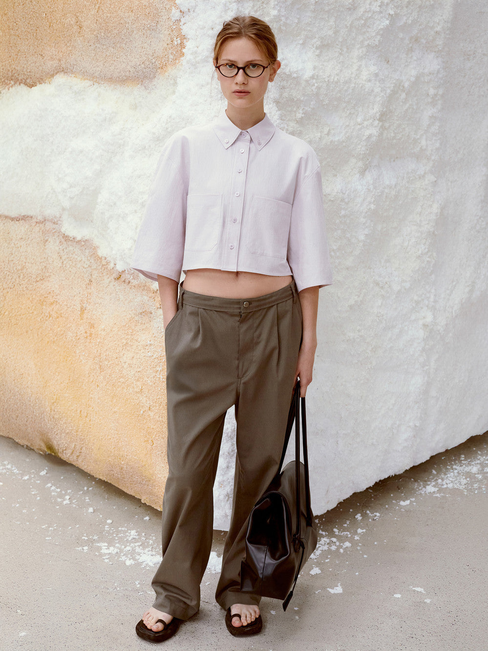 Low Classic Half Sleeve Cropped Shirt Light Pink