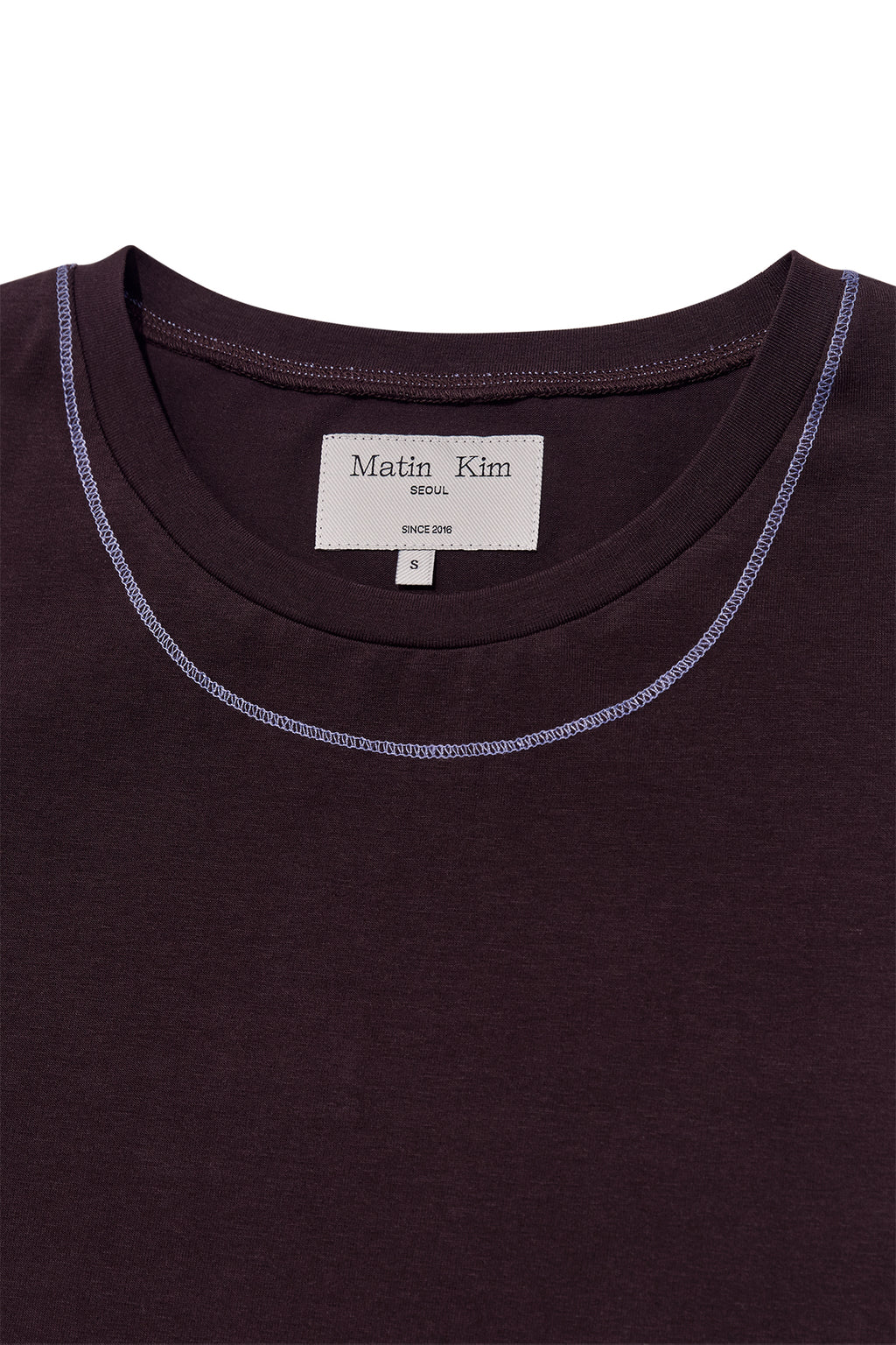 [matinkim] Stitch Point Small Logo Top IN Brown