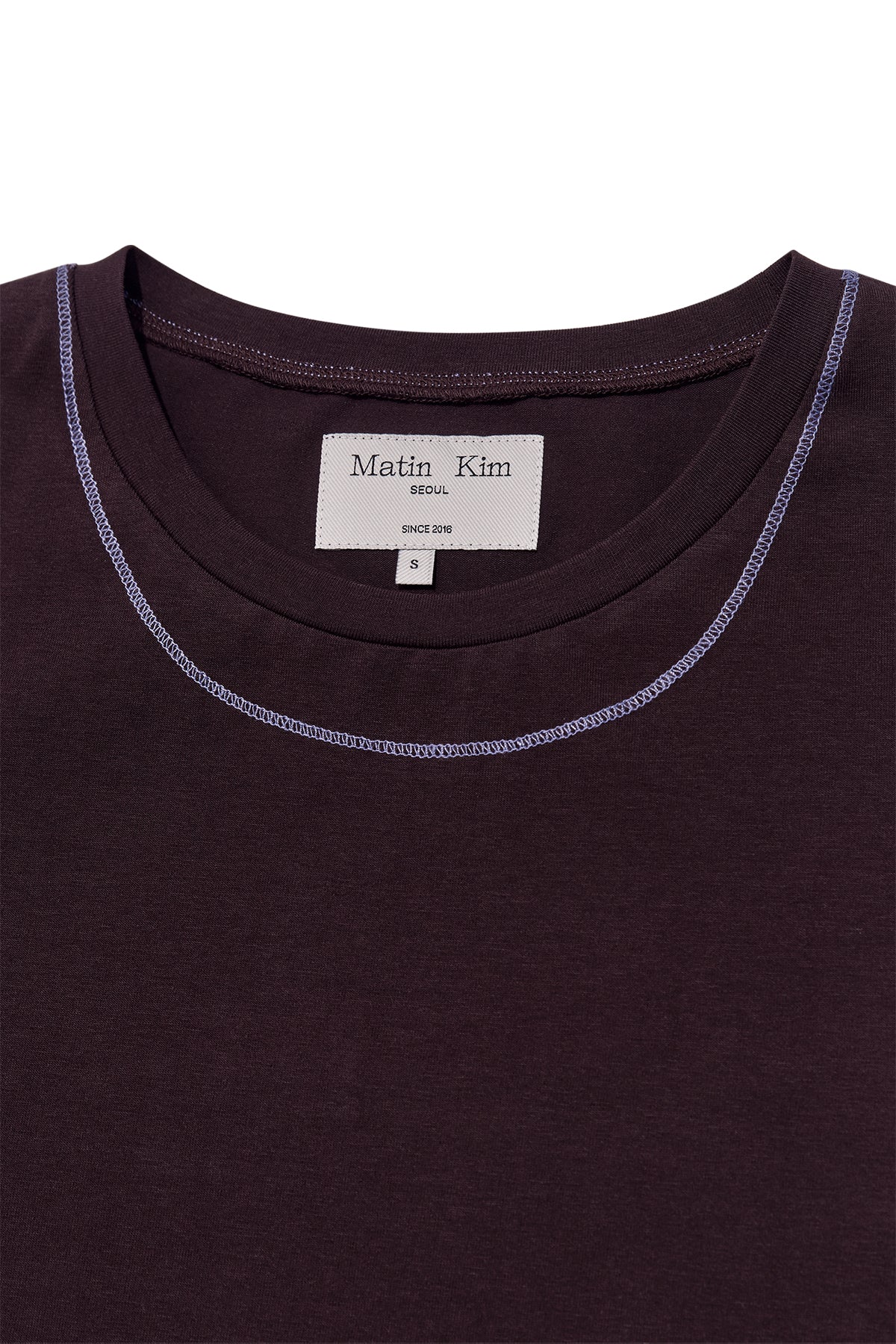 [matinkim] Stitch Point Small Logo Top IN Brown