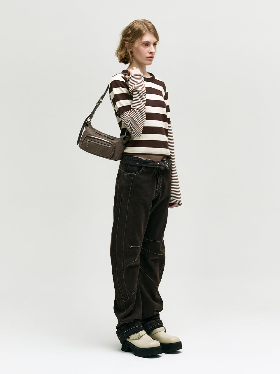 Margesherwood Outpocket Hobo Mini taupe washed nappa