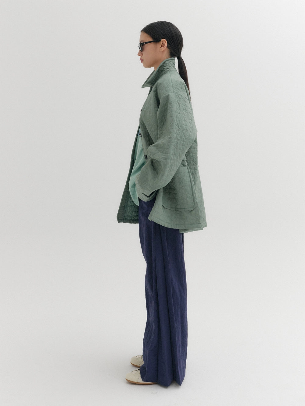 EENK Side Tuck Pants - Cool Navy