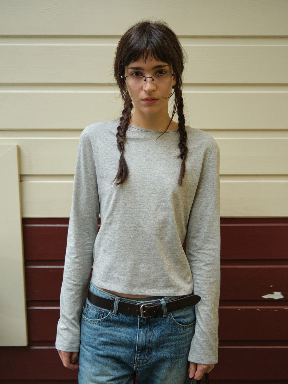 Low Classic Lc Long-Sleeve Tee Melange Grey