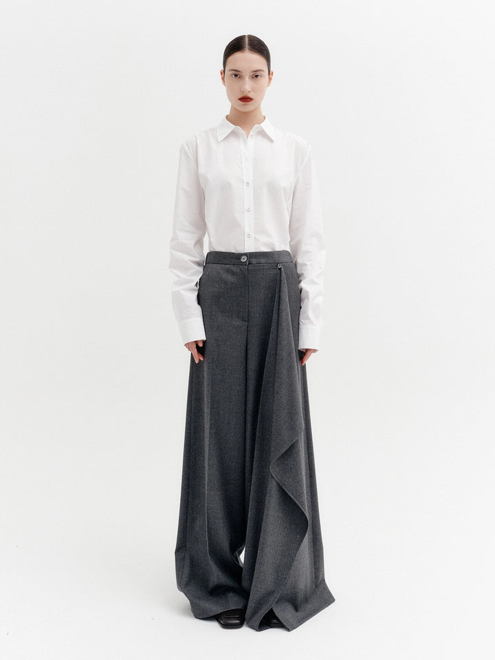 EENK Front Drape Layered Pants - Gray