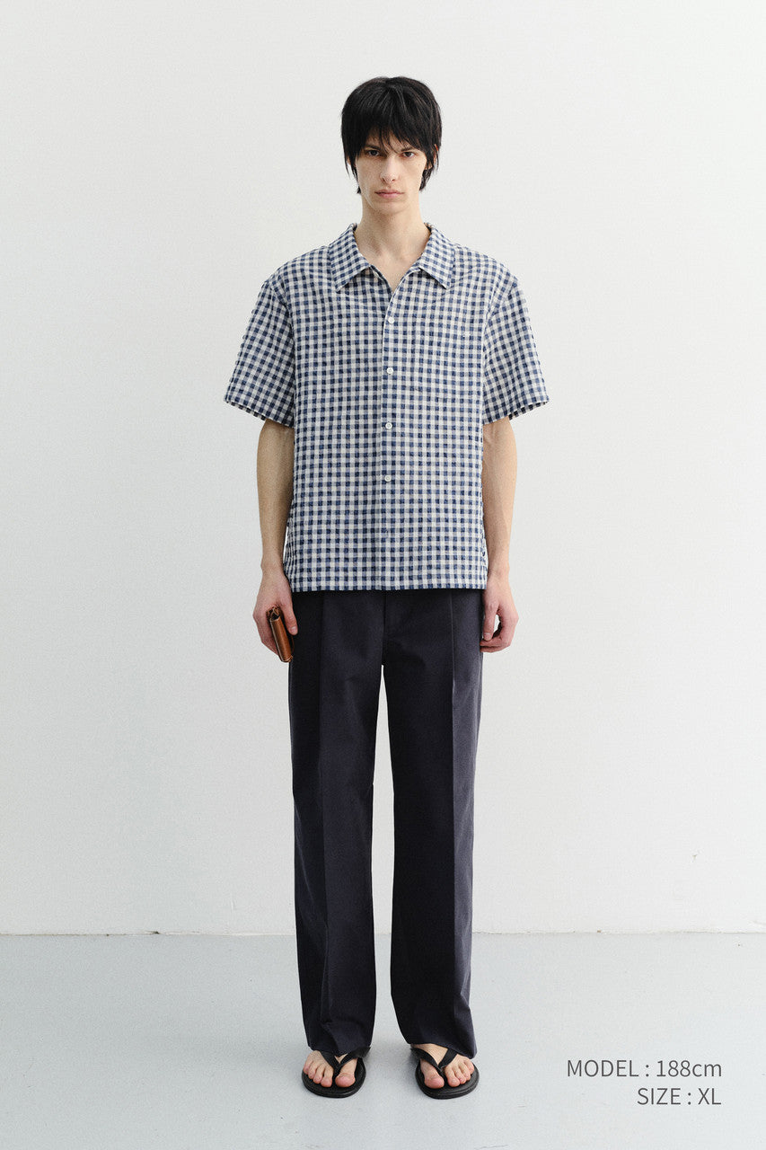 Dunst Unisex Checked Pajama Shirt Navy Check