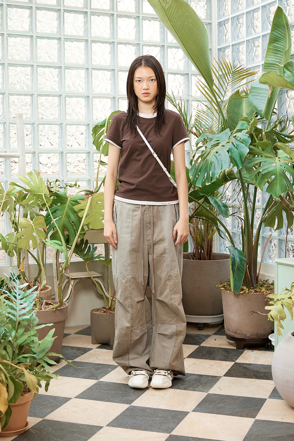 Matinkim Color Point Layered Top For Women IN Brown