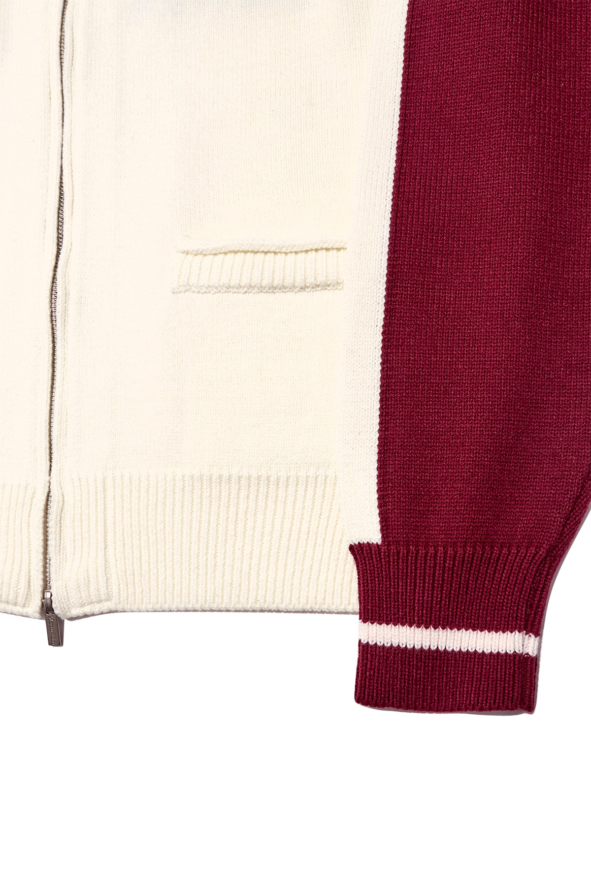 [matinkim] BACK LOGO RAGLAN KNIT ZIP UP IN IVORY