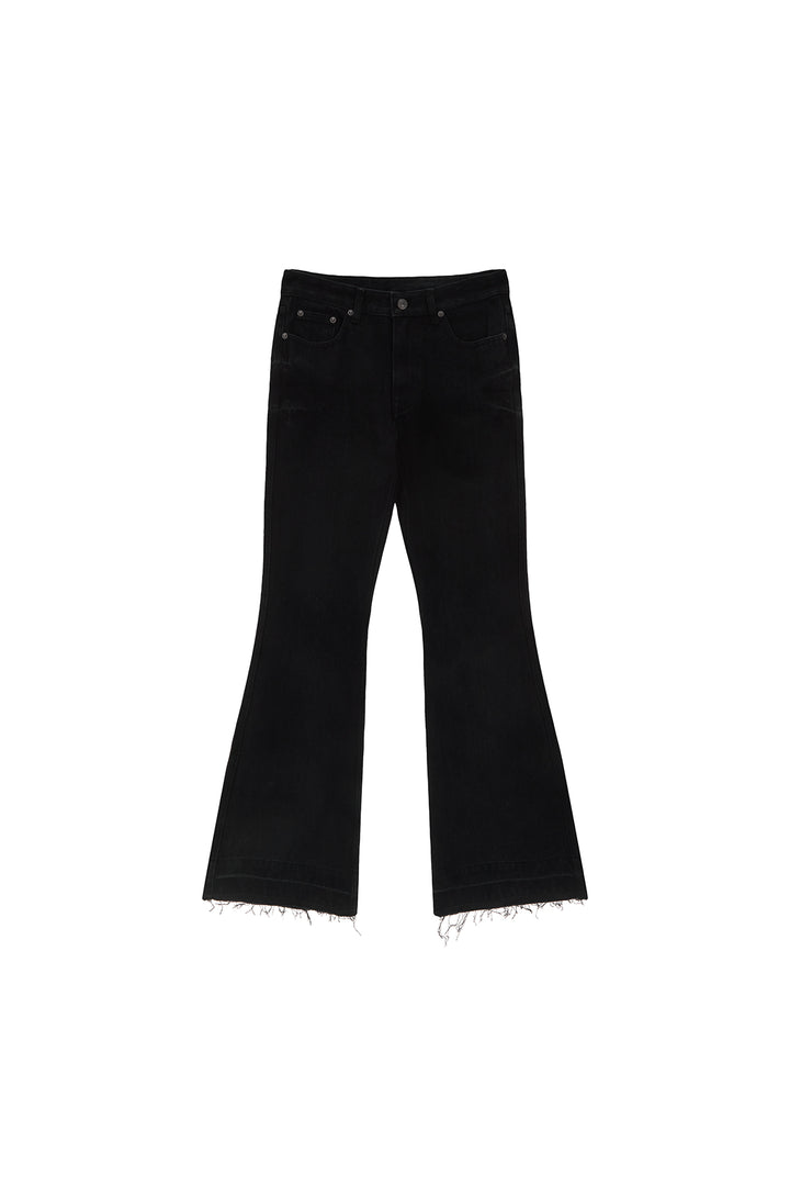 Matinkim Back Pocket Point Washed Boots Cut Denim Pants IN Black
