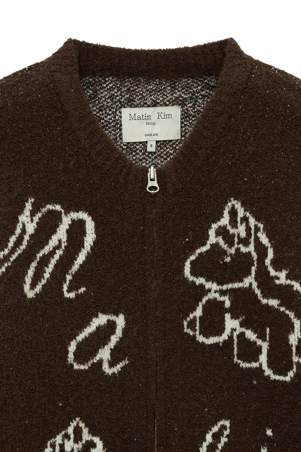 [matinkim] MATIN PONI CONI KNIT ZIP UP IN BROWN