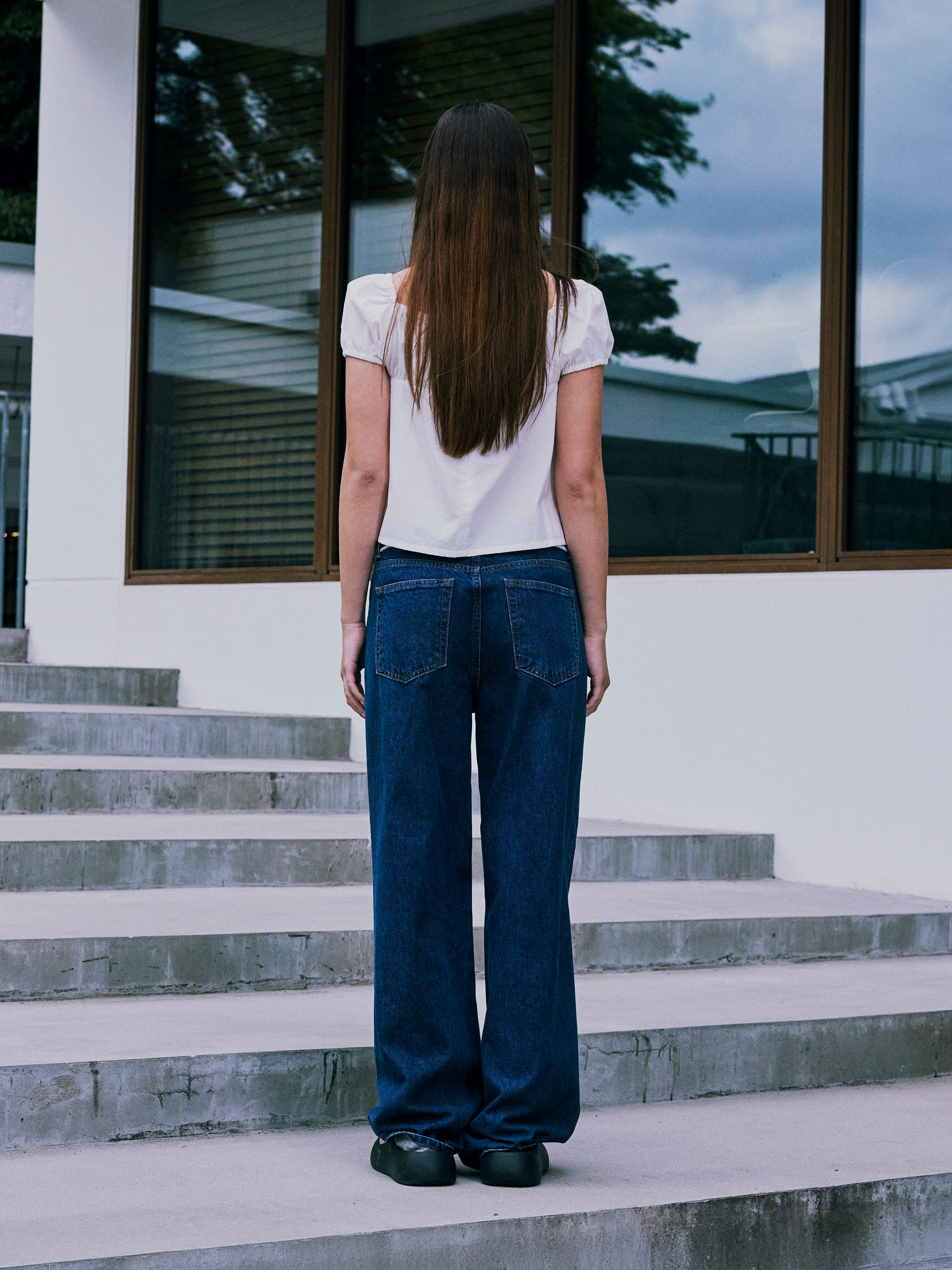 Low Classic Shirring Cotton Top Off White