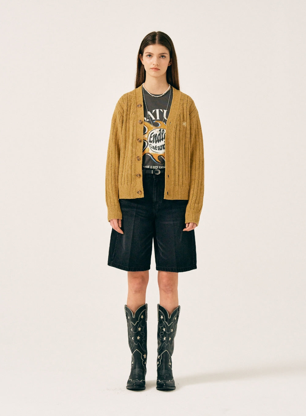 [satur] (W) Faro Over Size Boucle Cardigan - Camel Beige