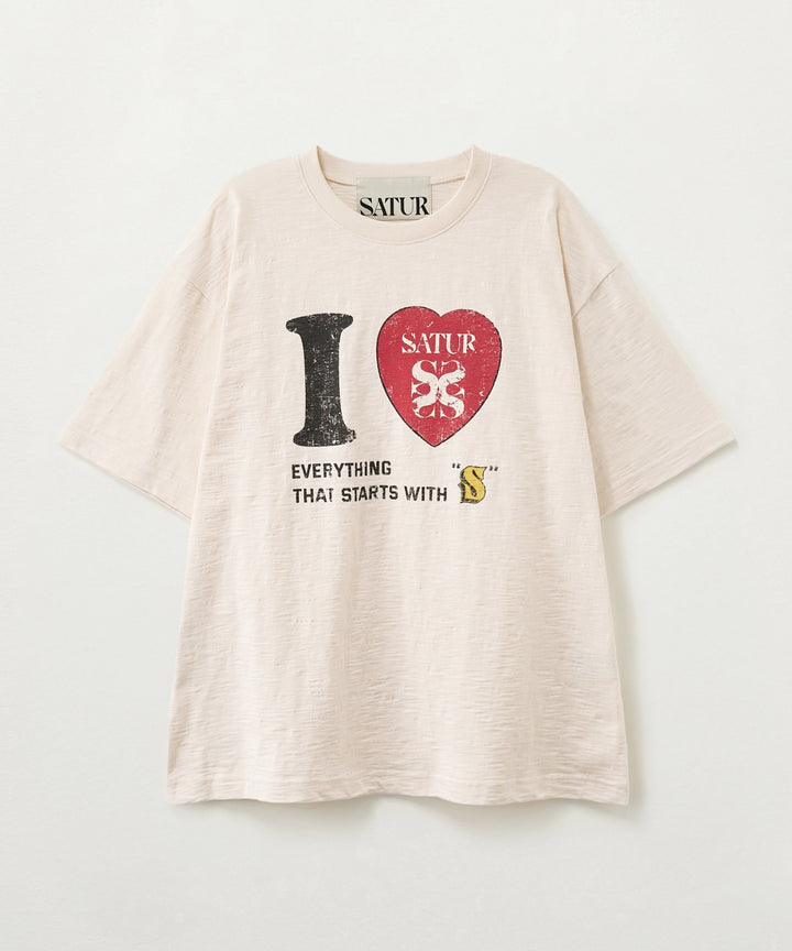 Satur I Love Slub T-Shirt - Cream