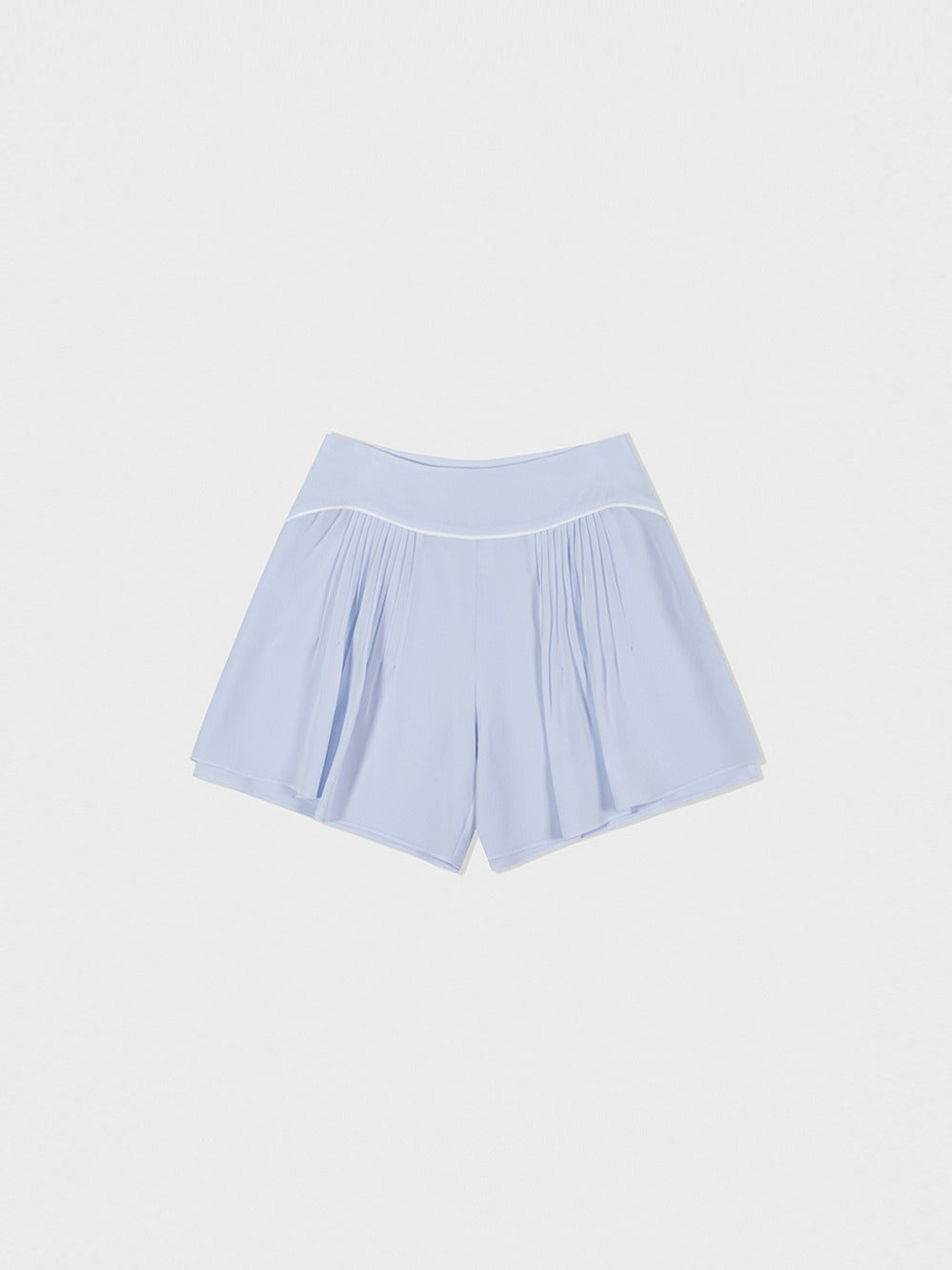 Low Classic Pleated Silk Shorts Light Blue