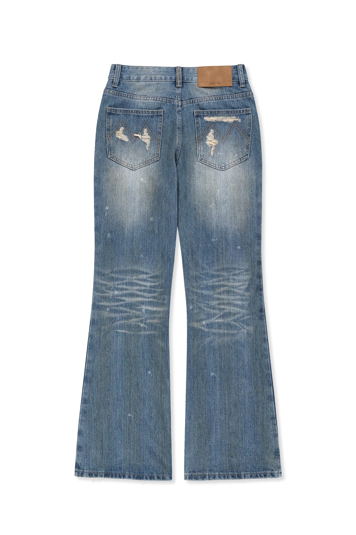 Matinkim Slub Damage Bootcut Denim Pants IN Blue