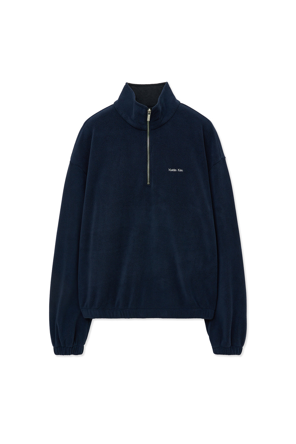 [matinkim] SHERPA FLEECE HALF ZIP UP TOP IN NAVY