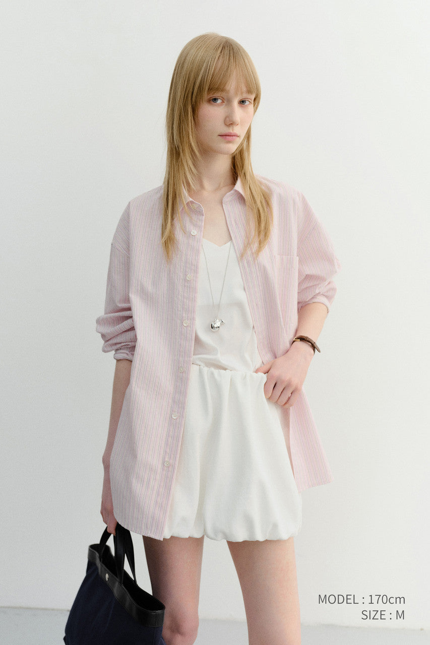 Dunst Unisex Classic Striped BD Overshirt Soft Pink
