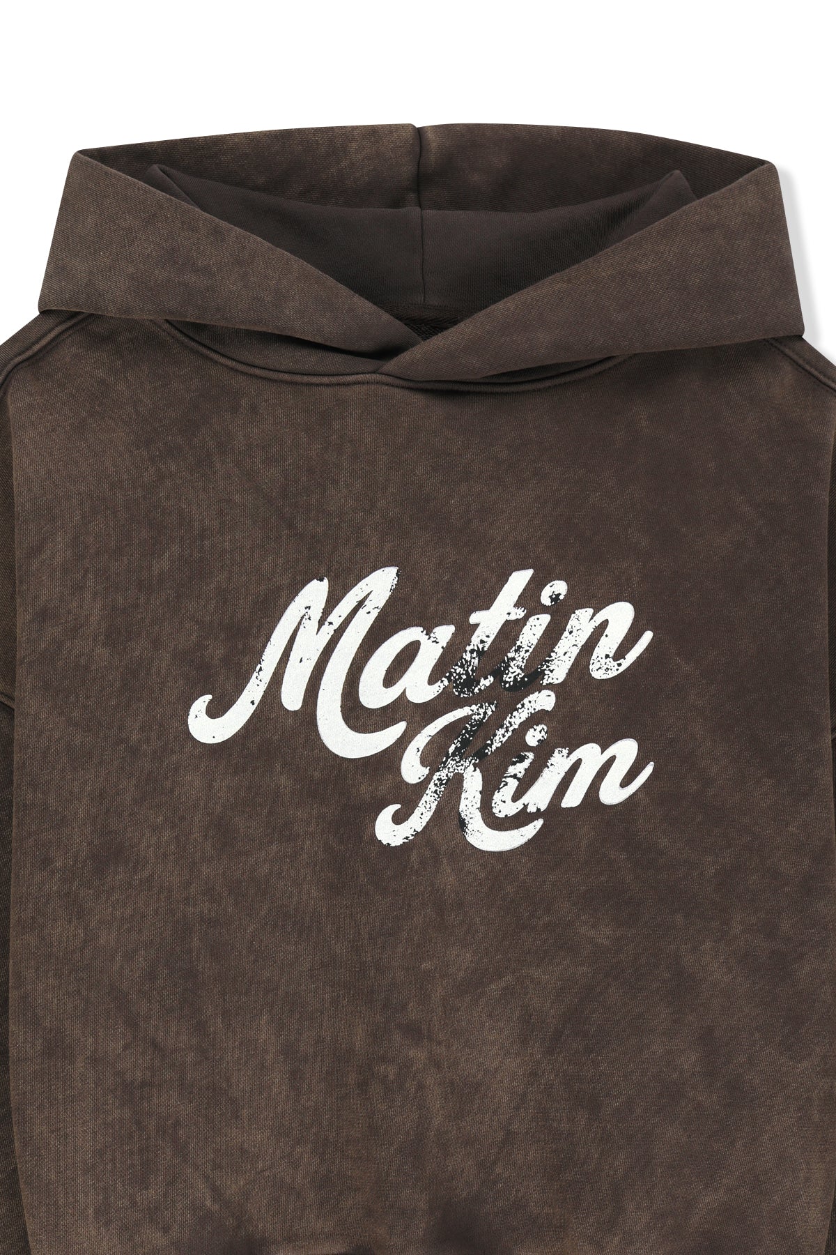 Matinkim Washed Calligraphy Logo Hoody Top IN Brown