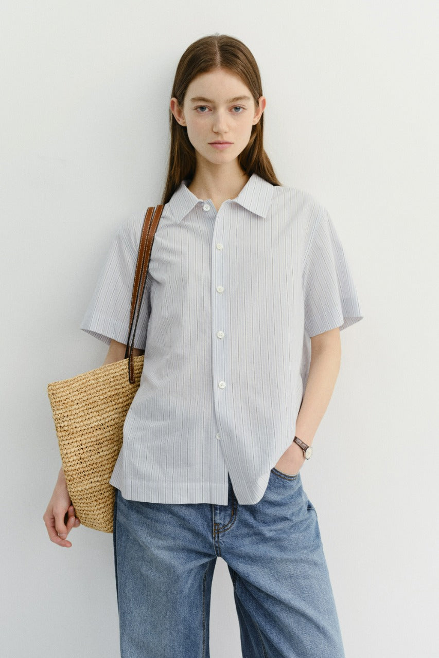 Dunst Unisex Holiday Striped Shirt Soft Blue Stripe