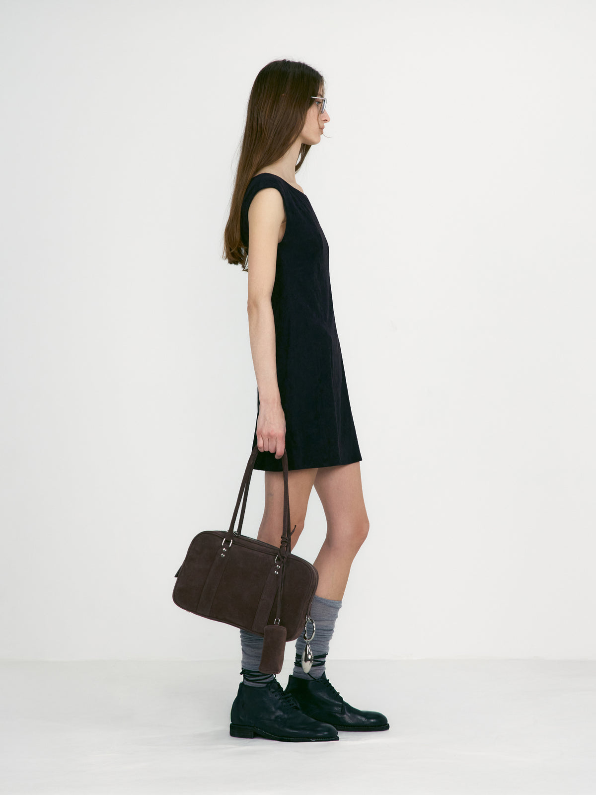 Low Classic Velvet Tunic Mini Dress Black