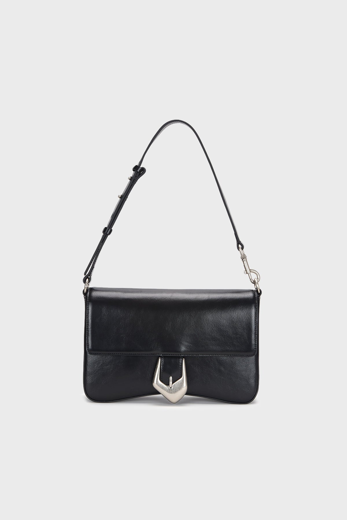 Matinkim Bold Buckle Leather Shoulder Bag IN Black