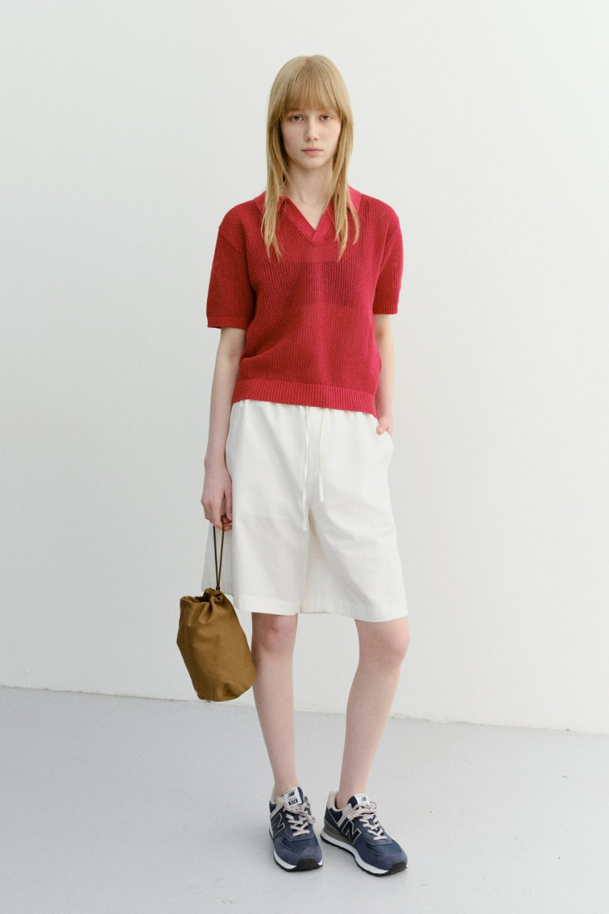 Dunst Unisex Chunky Polo Knit Red