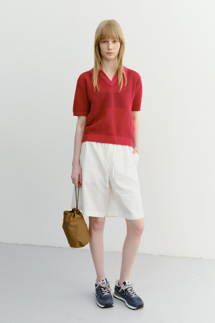 Dunst Unisex Chunky Polo Knit Red