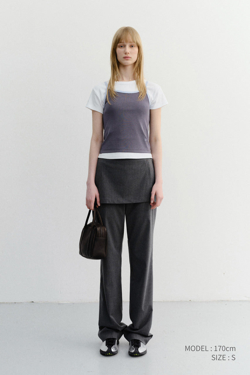 Dunst Skirt Layered Slim Pants Charcoal Grey Stripe