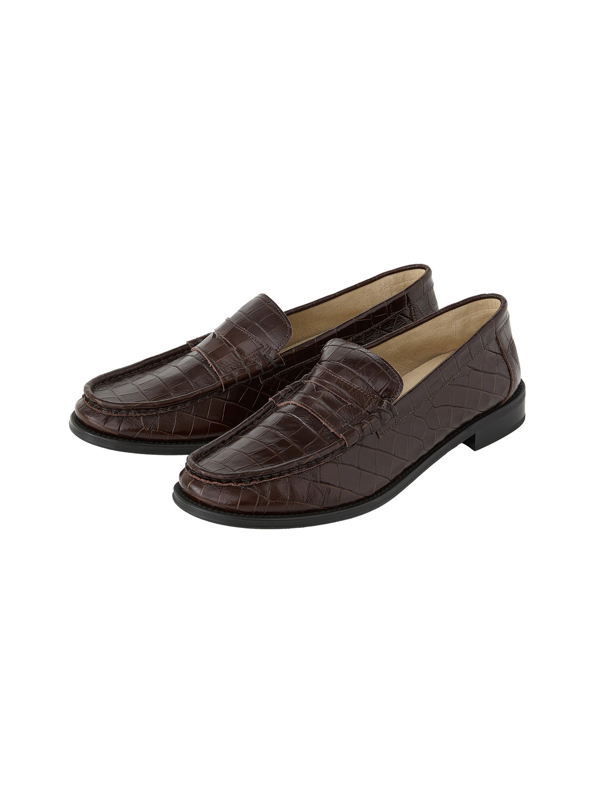 GLOWNY G Crack Leather Loafers (Dark Brown)