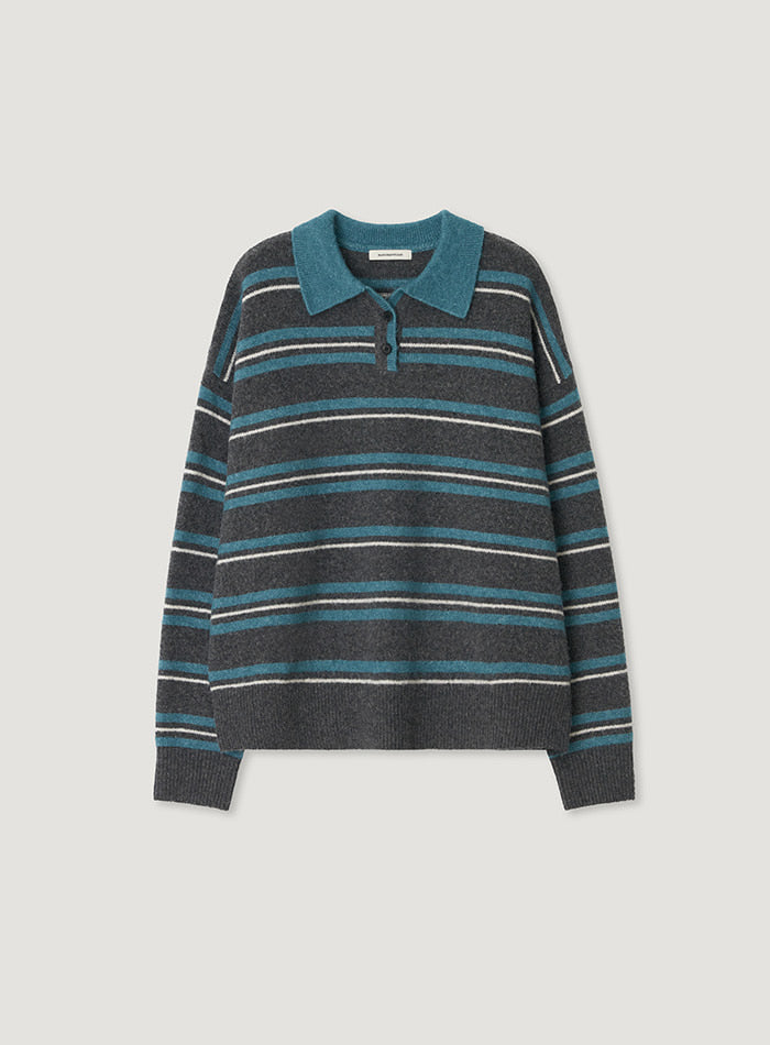 Mango Maniplease Herry Stripe Knit Grey