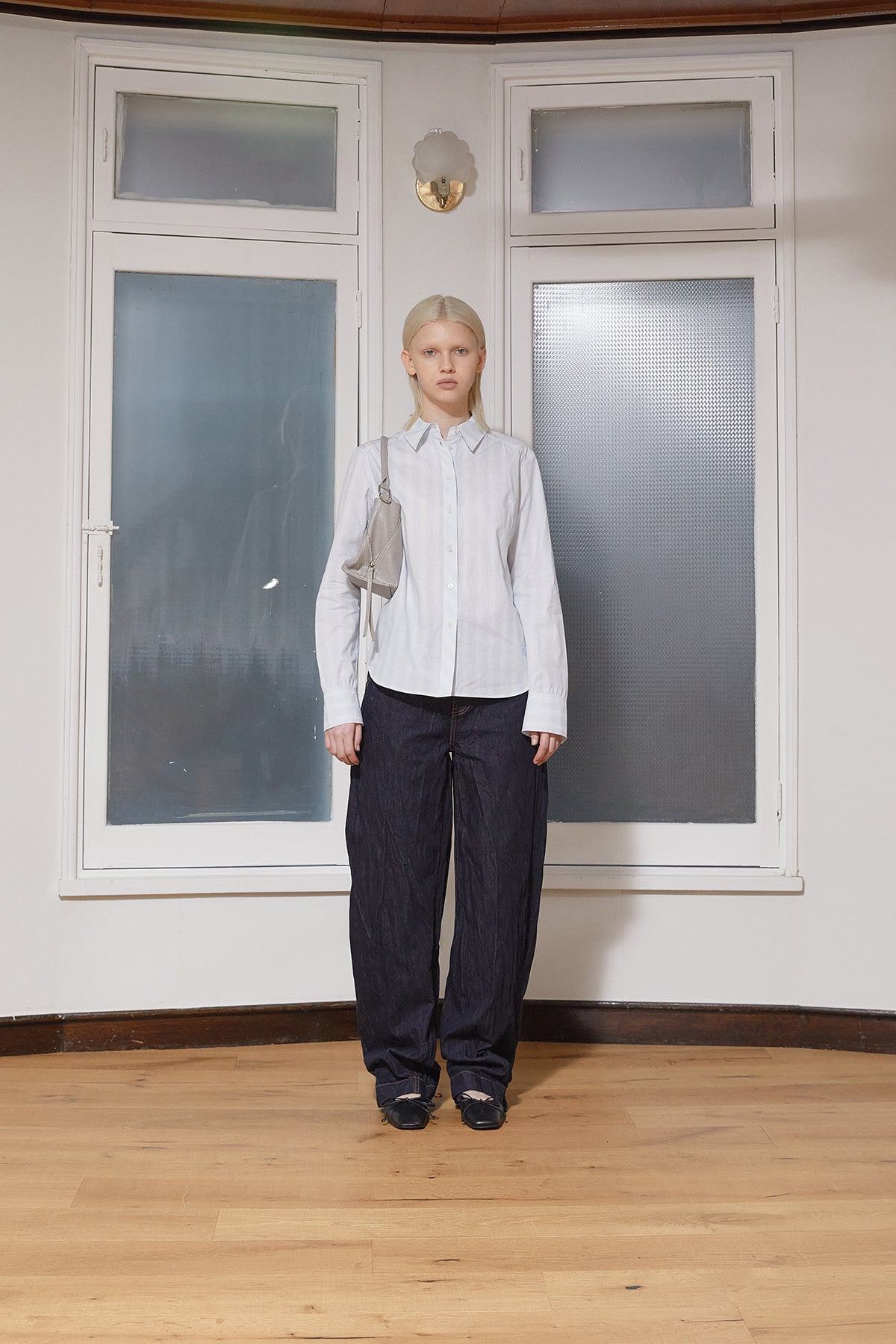 Matinkim Stitch Point Crinkle Denim Pants IN Dark Navy