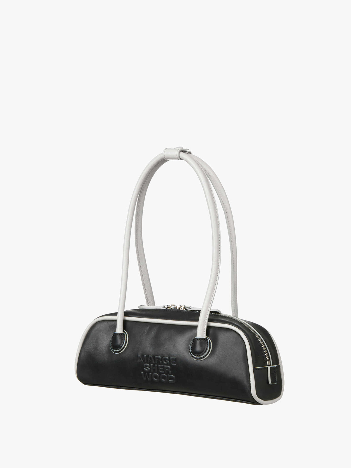 Margesherwood Soft Boston EW Mini Piping black pull-up+light grey crinkle