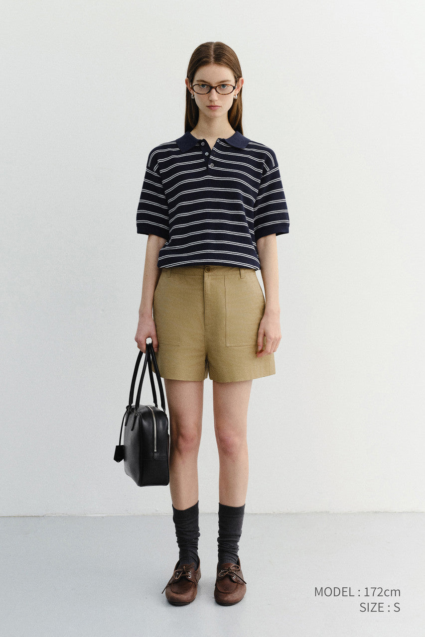 Dunst Cotton Safari Shorts Khaki Beige