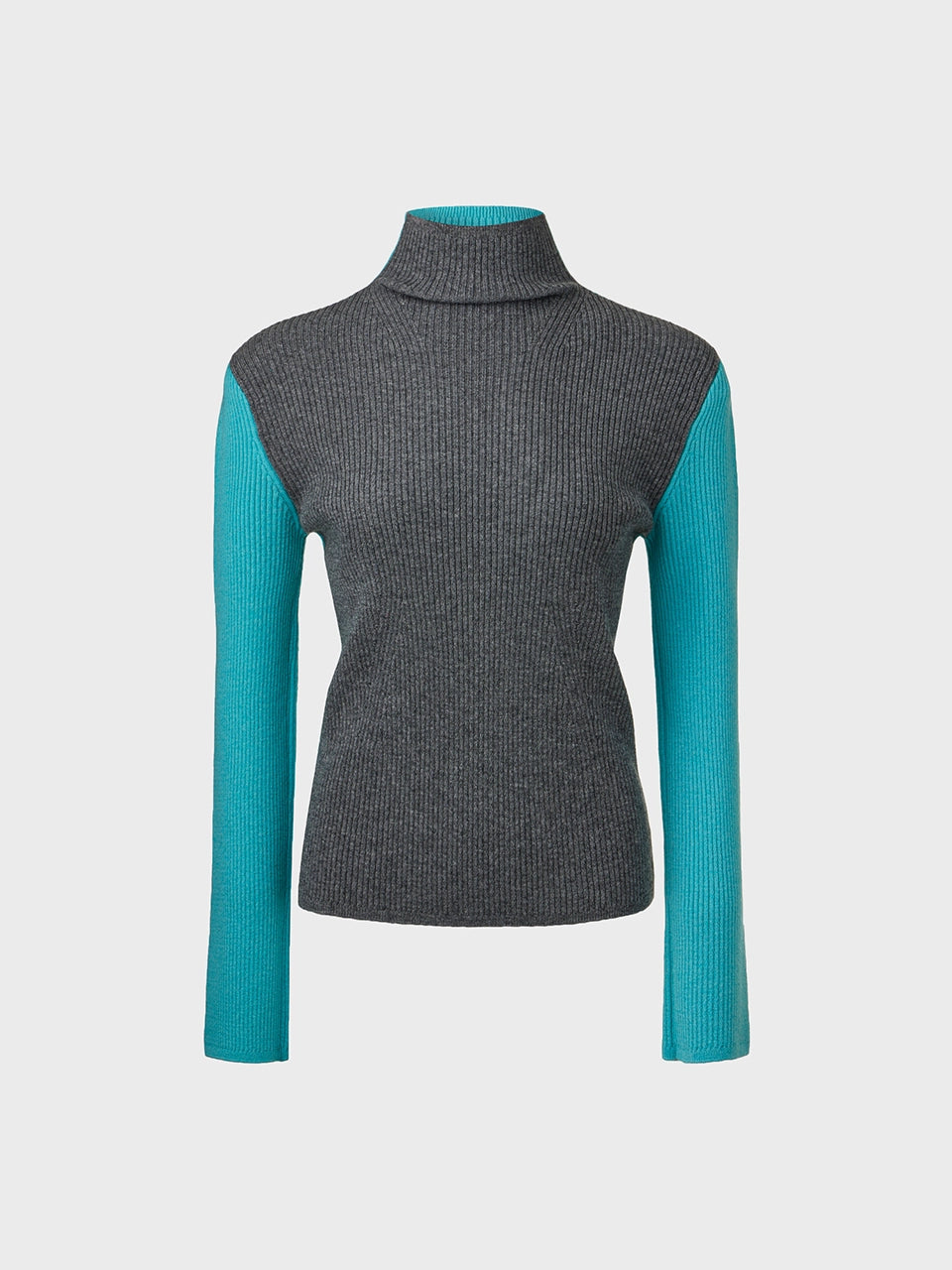 EENK Contrast High-Neck Knitwear Top - Mint