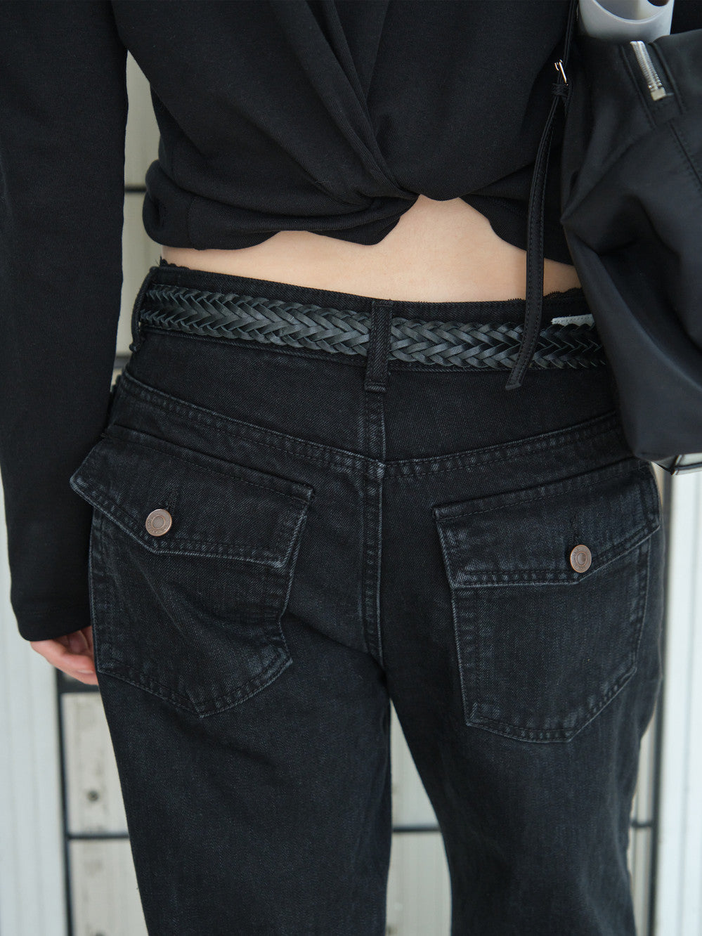 Low Classic Braid Leather Belt Black