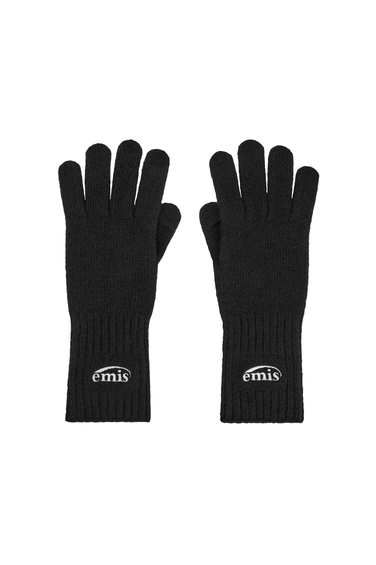 Emis Flip Finger Knit Gloves-Black