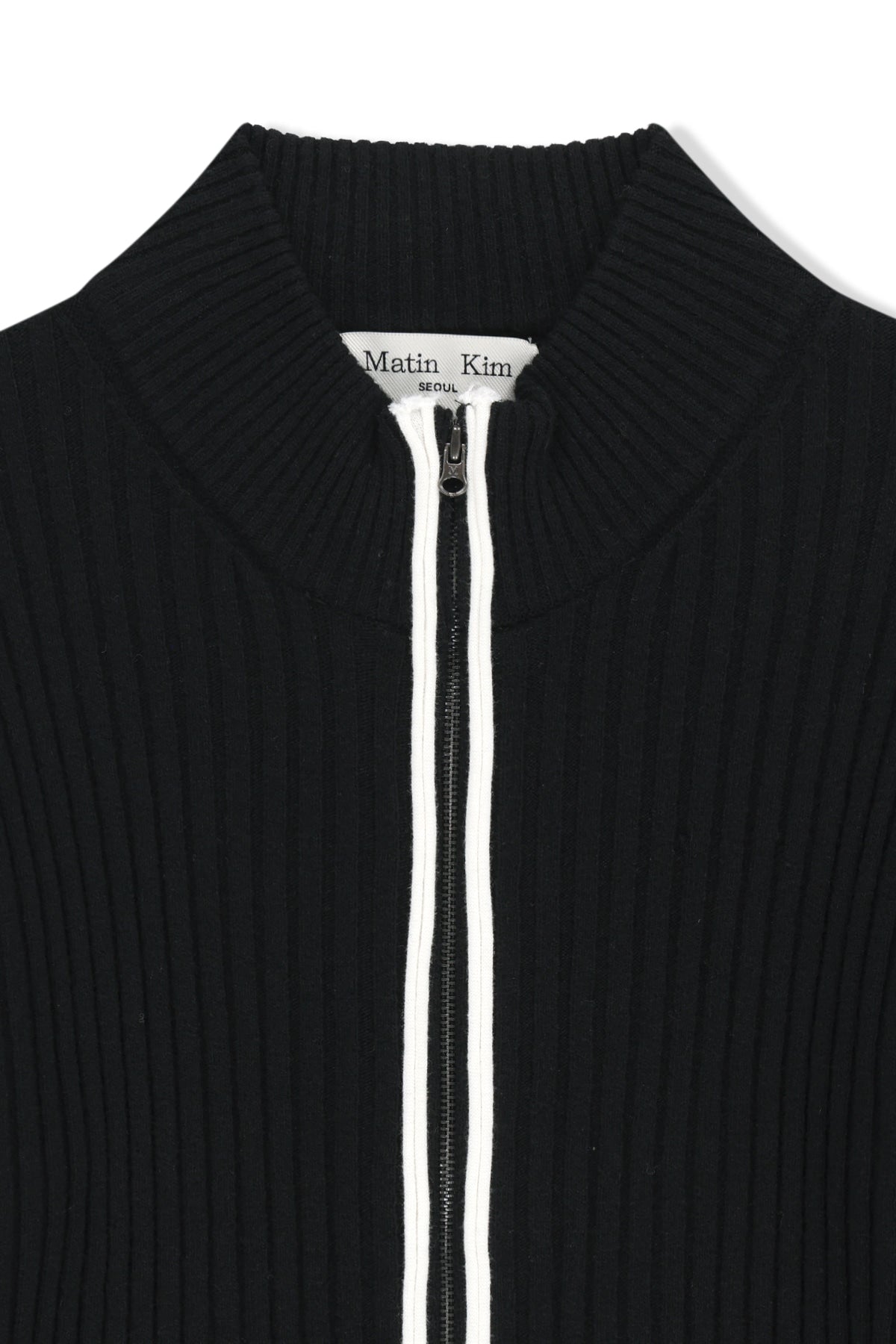 Matinkim Hand Stitch Slim Fit Knit Zip UP IN Black
