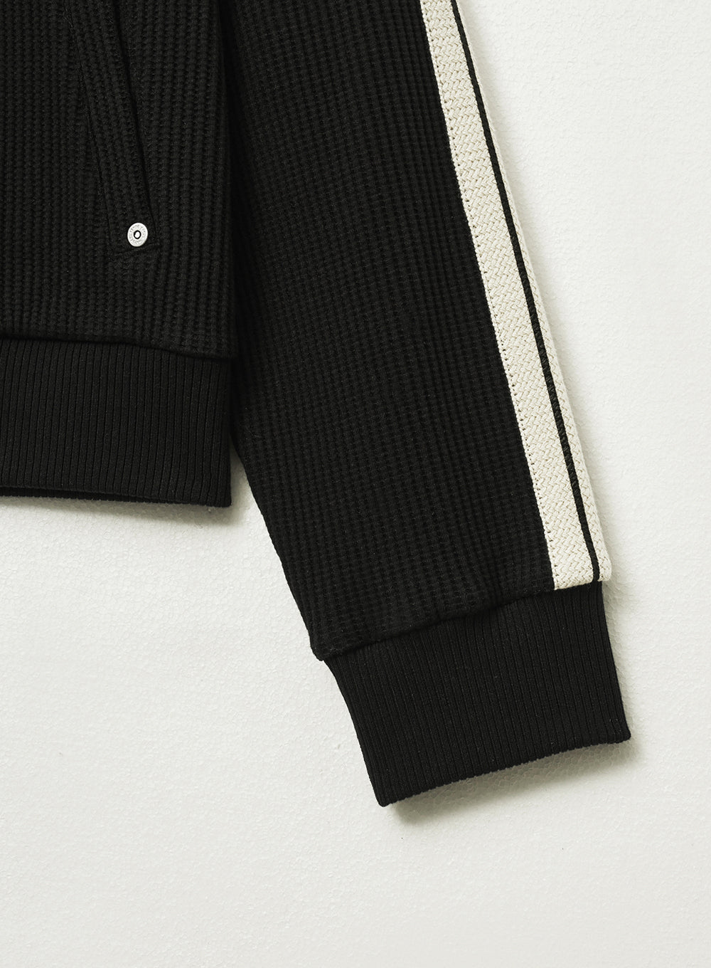 [satur] (W) Lawton Waffle Collar Track Zip-up Jacket - Black