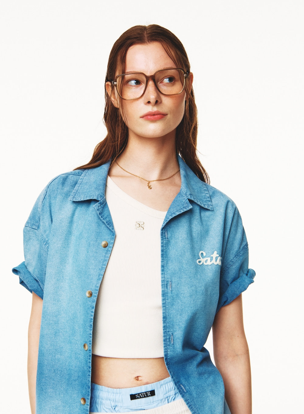 [satur] (W) Unbalance Neck Line Layered Sleeveless Top - Cream