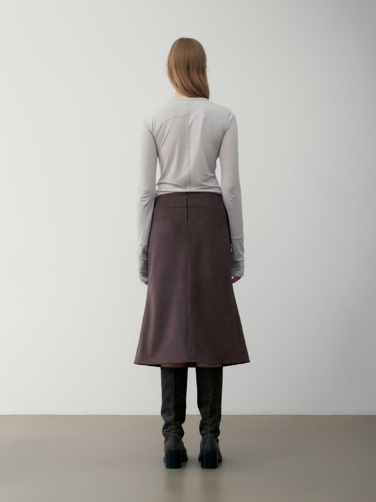 Low Classic Suede Mermaid Skirt Brown