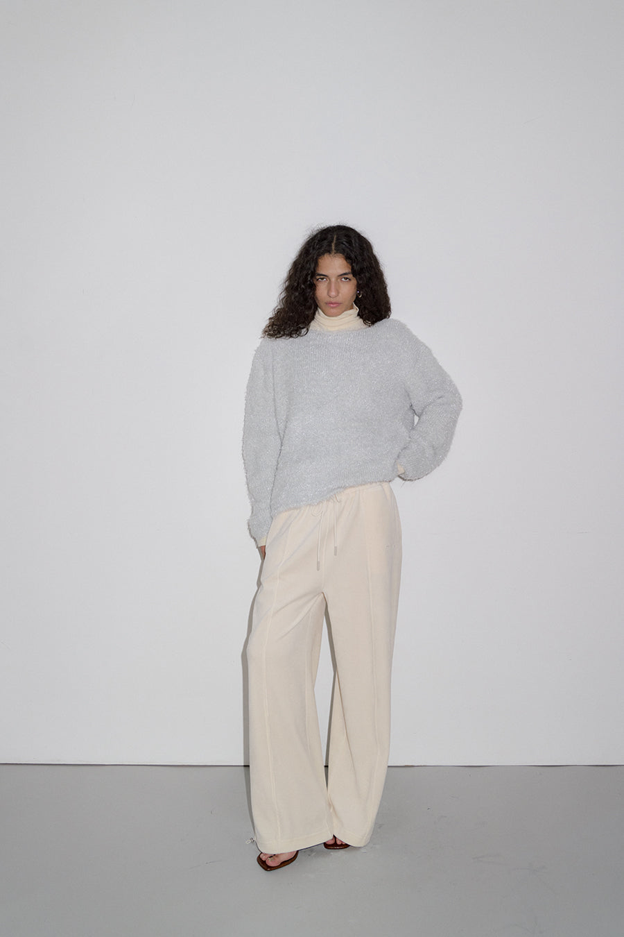 Overdueflair Hairy Glitter Knit Silver