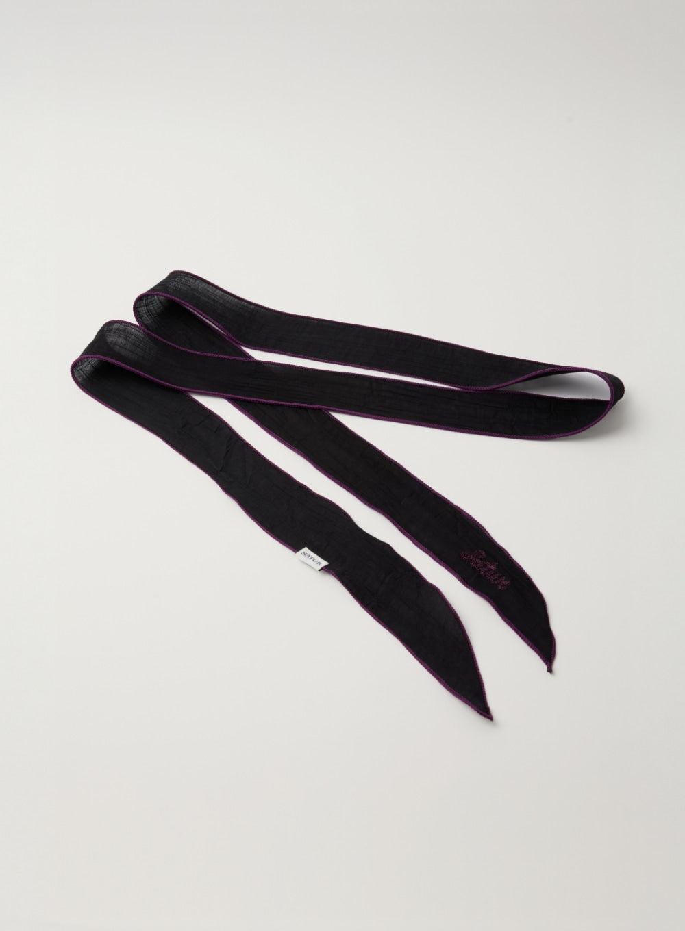 Satur (W) Wrinkle Color Block Scarf - Black