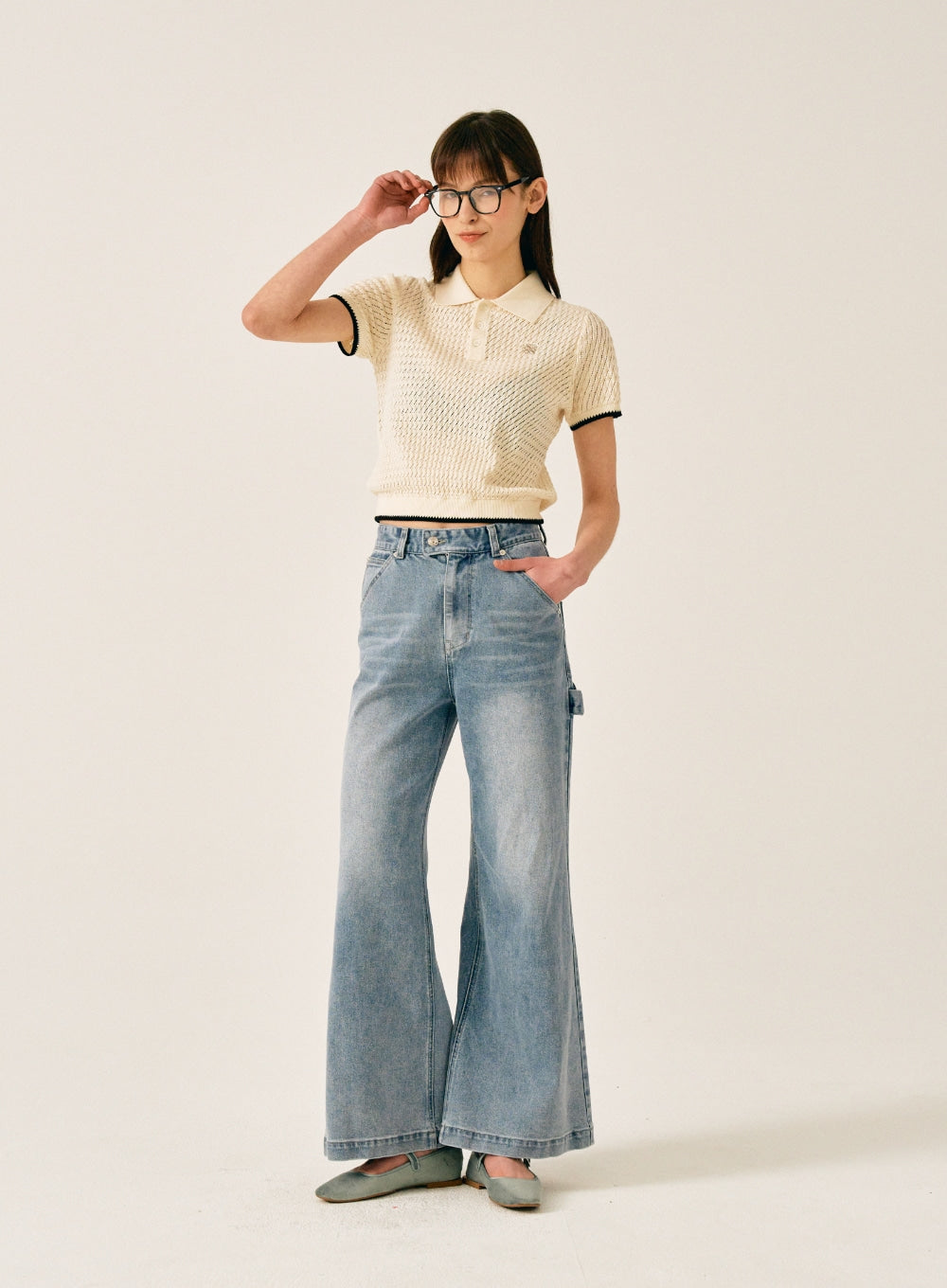 [satur] (W) Keller Highwaist Carpenter Denim Pants - Light Blue