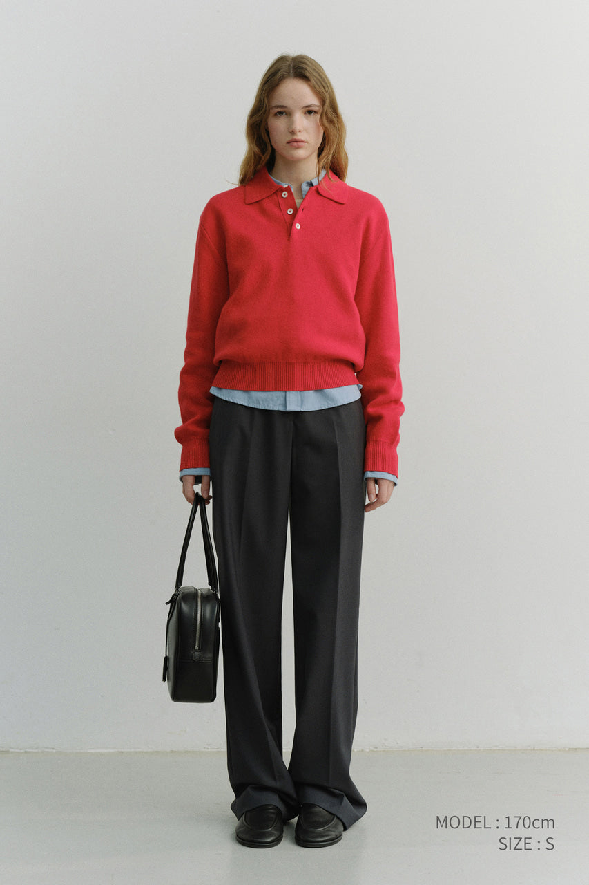 Dunst Unisex Cashmere Collared Sweater Red