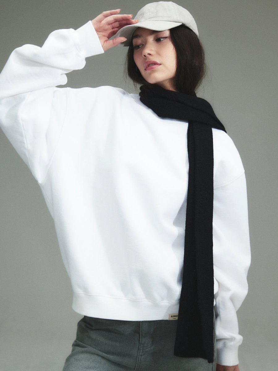 GLOWNY G Classic Washed Sweatshirts (White)