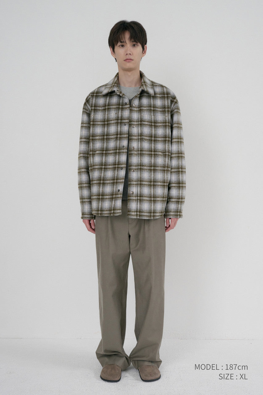 Dunst Unisex Quilted Flannel Shirt Khaki Check