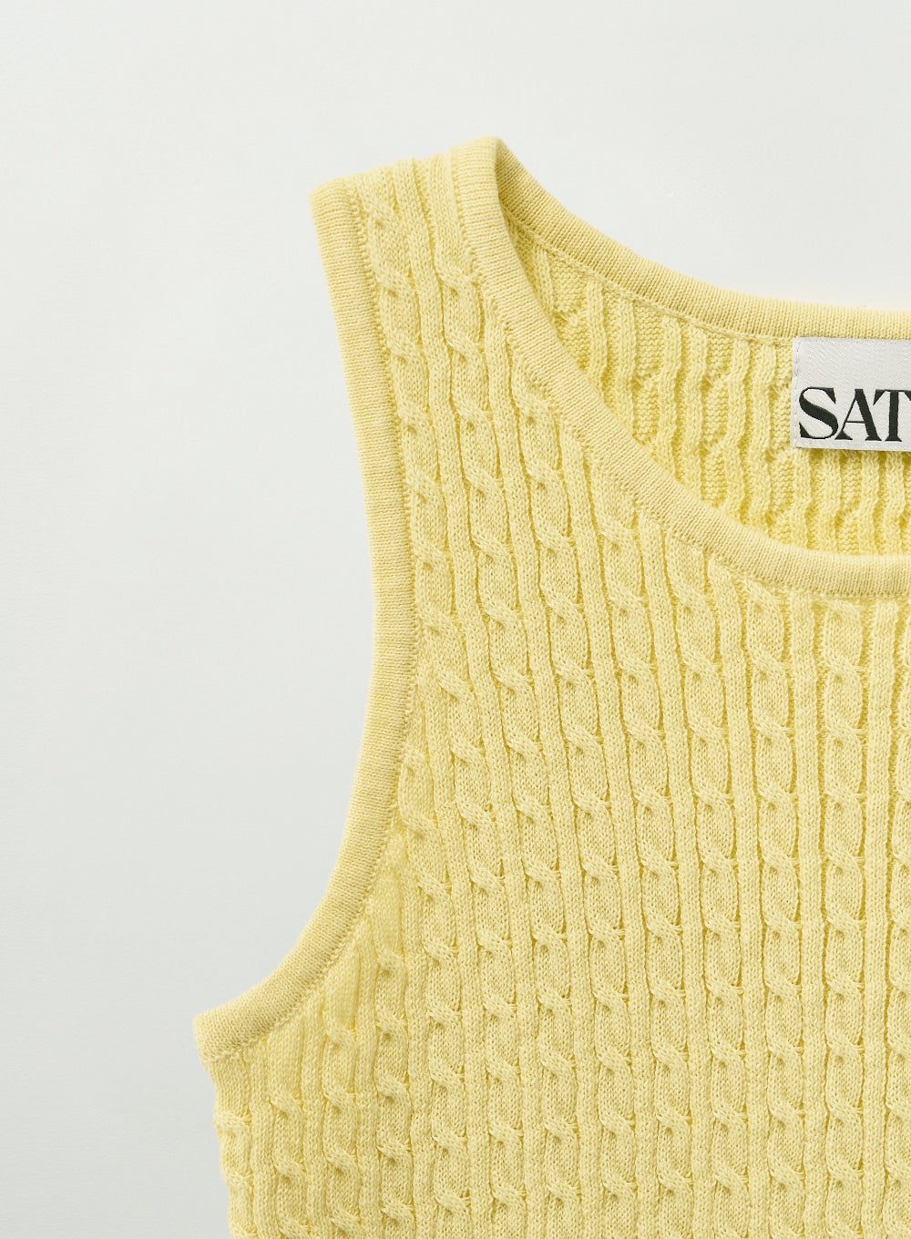 [satur] (W) Cable Knit Sleeveless Top - Yellow