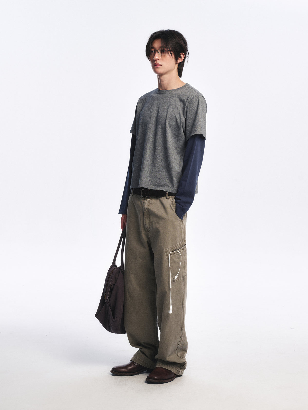 Low Classic Lc Layered Tee Charcoal Melange