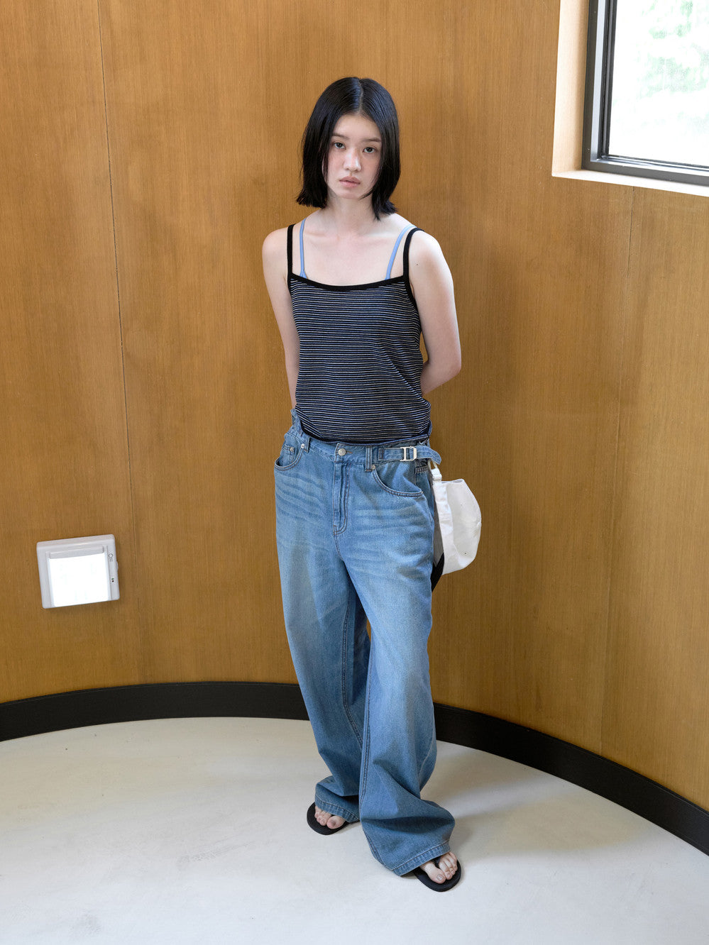 Low Classic Paper Stripe Knit Camisole Black