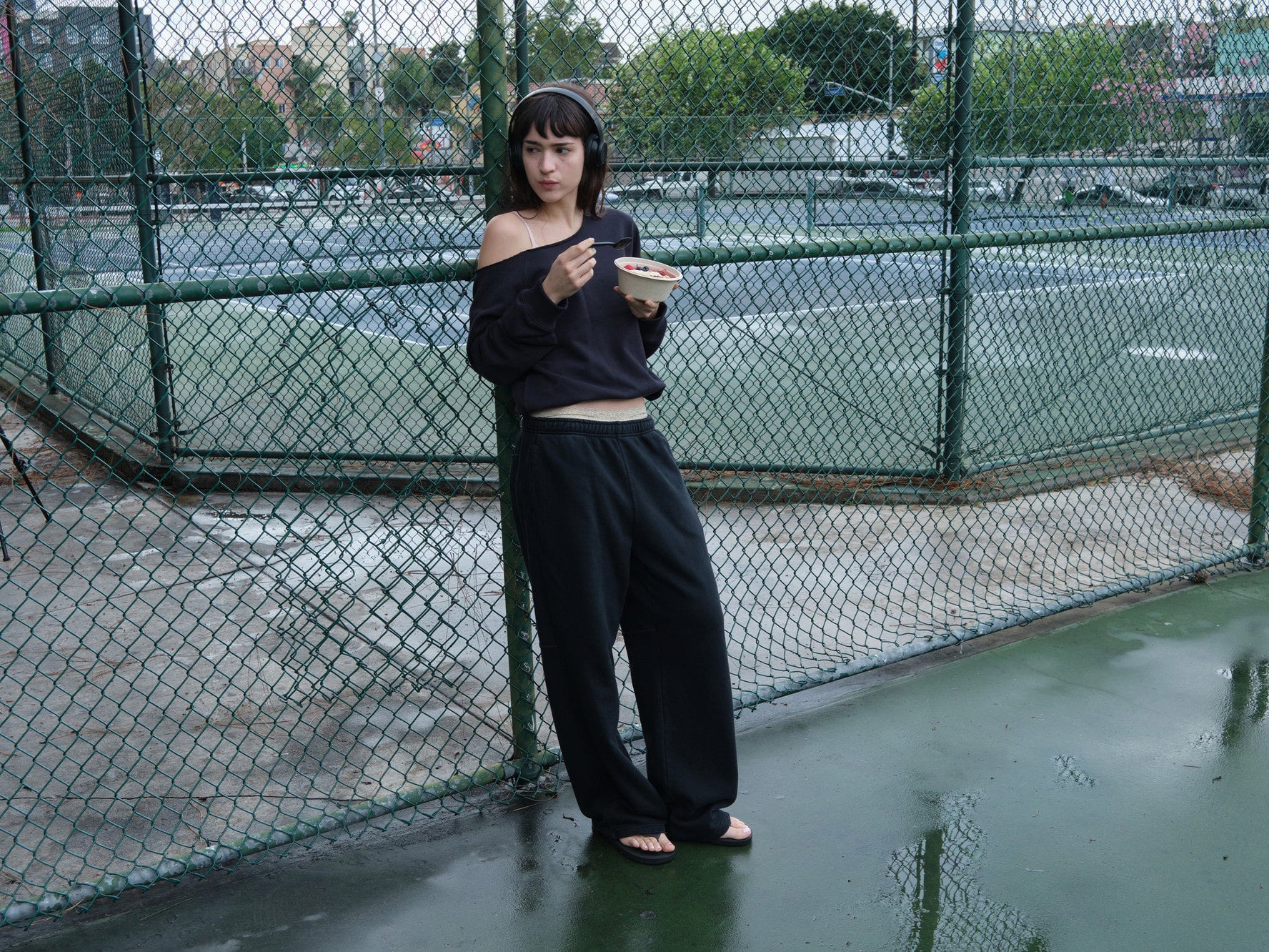 Low Classic Washed Loose Fit Sweatpants Black