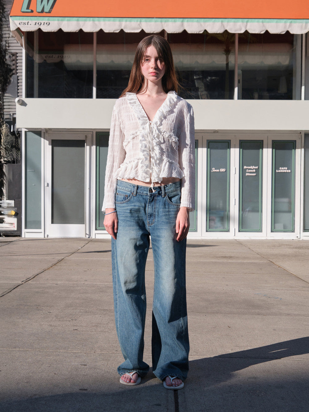 Low Classic Raw Edged Ribbon Blouse Off White
