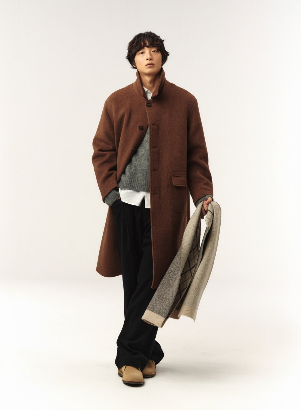 [satur] Argyle Muffler - Light Gray